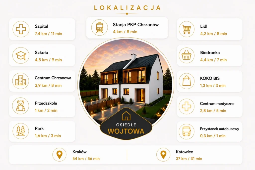 Lokalizacja inwestycji Osiedle Wojtowa przy ul. Owocowej w Chrzanowie